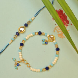 Handmade Evil Eye Bhai Bhabhi Rakhi Set with bracelet style Lumba and premium cotton Rakhi